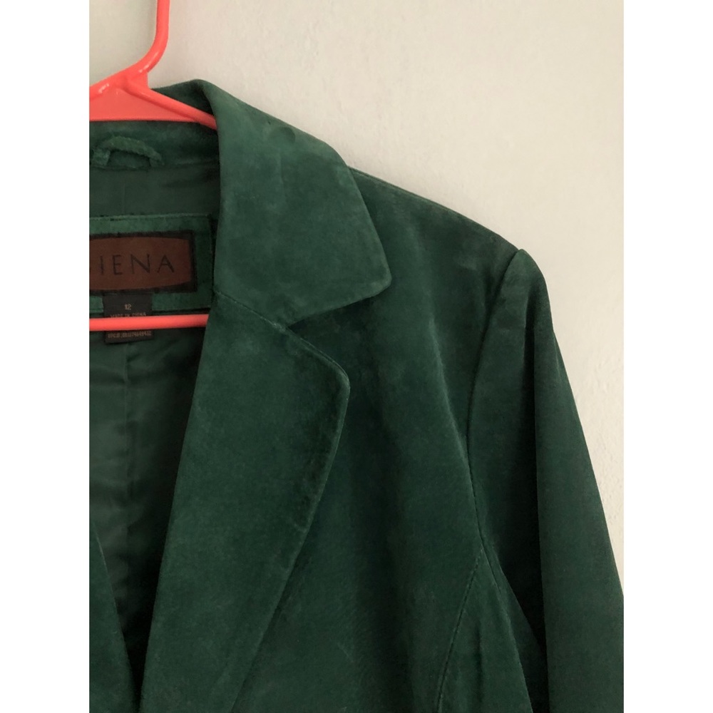 Oversized Emerald Green Leather 2 Button Blazer - Picture 2 of 8